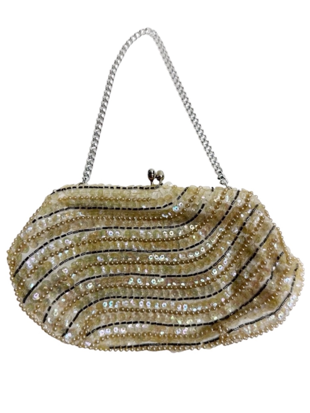 Vintage Jill Empress Beaded Sequin Clasp Statement Mini Purse
